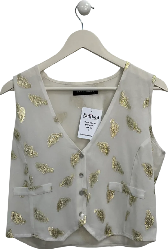 Women's Notched Collar SweatersRaf & Grace Cream Sadie Feather Waistcoat UK S/M