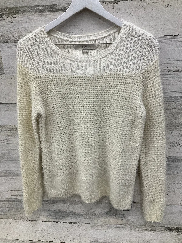 Women's Striped Woolen SweatersSweater By Loft In Cream, Size: S