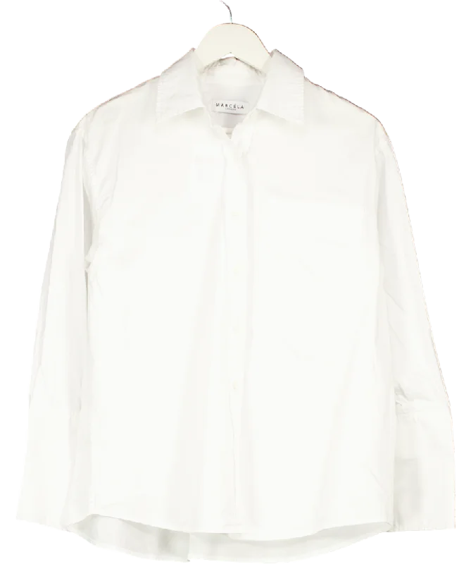 Women's Montenegrin Wool SweatersMarcela London White 100% Cotton Poplin Shirt One Size