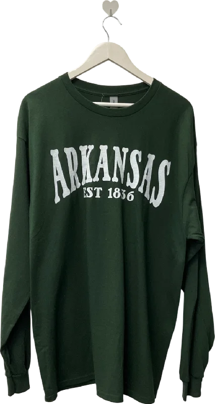 Women's U-Shaped Collar SweatersArkansas Green Long Sleeved T-shirt UK XL