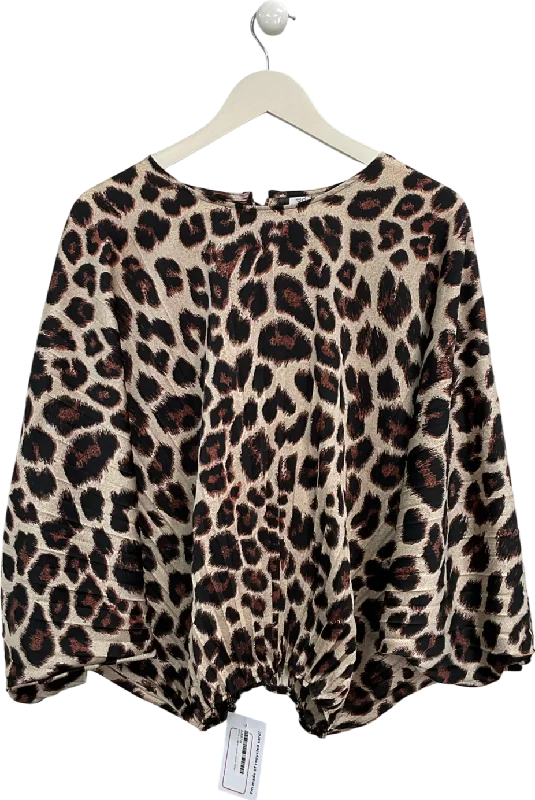 Women's Narrow Collar SweatersIland Co Brown Leopard Print Blouse UK S/M