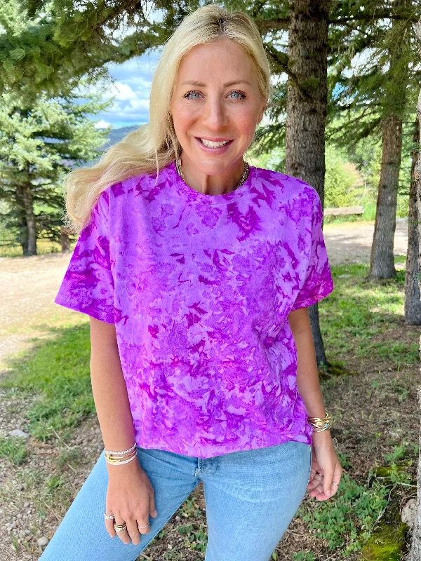 Women's Blouse with Mid-LengthPurple Passion Tie-Dye Tee - Blank