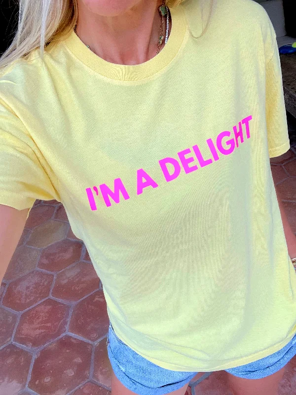 Women's Blouse with Rounded CollarI'm a Delight Yellow Tee