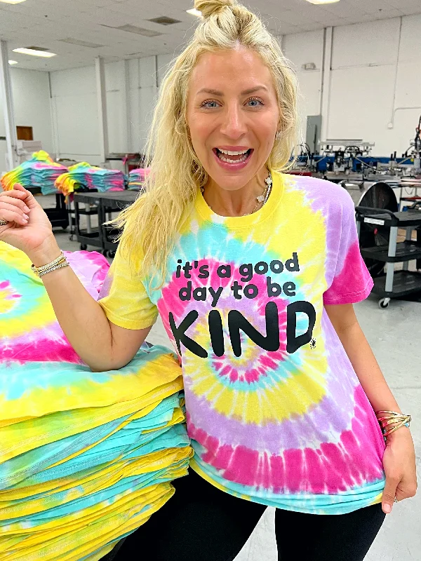 Women's Blouse with Straight HemIt's A Good Day To Be Kind Tie-Dye Tee