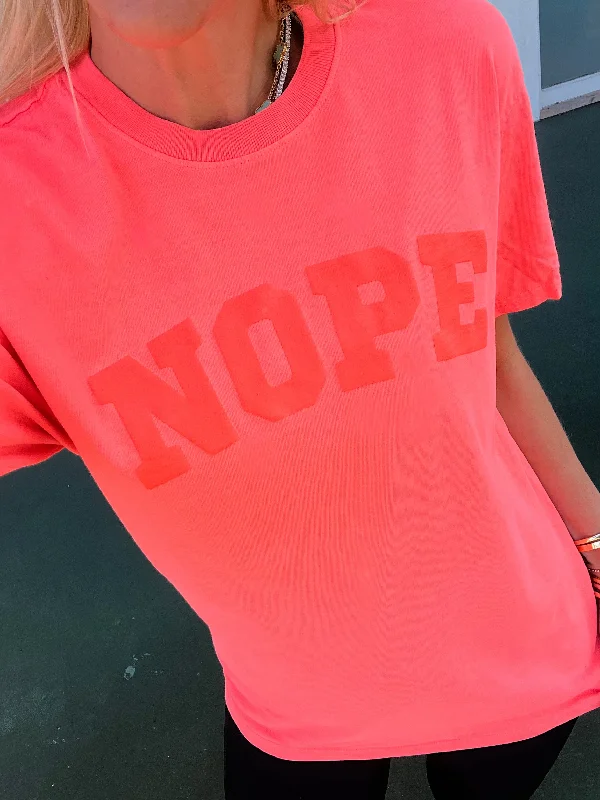 Women's Ruffled BlouseNope Neon Coral Tee