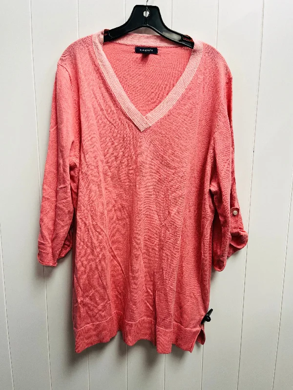 Women's Square Collar SweatersSweater By Lands End In Pink, Size: 1x