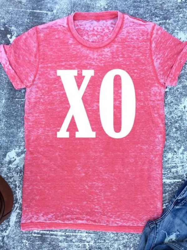 Women's Blouse with RufflesXO Red Tee