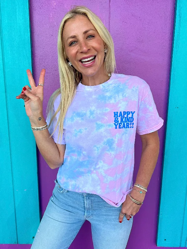 Women's V-Neck BlouseHappy & Kind Year Tie-Dye Tee