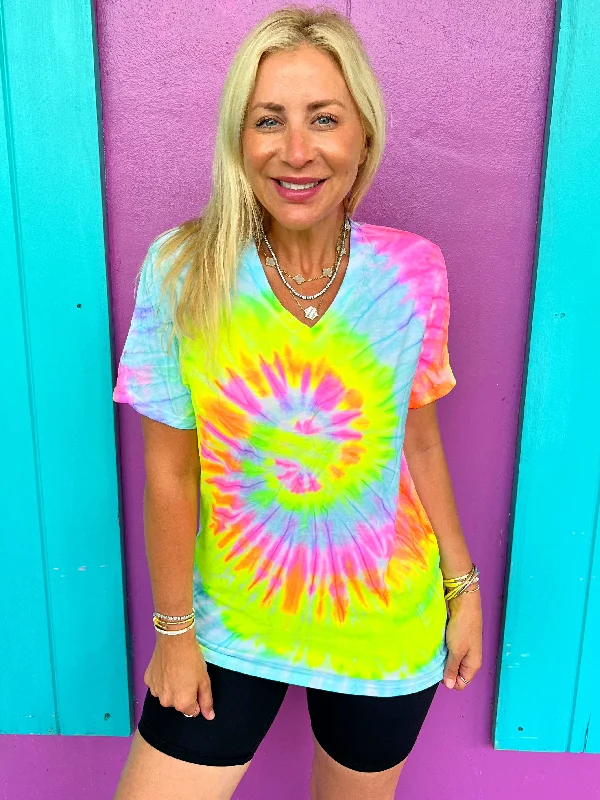 Women's Blouse with Peter Pan CollarSunshine Blast V-Neck Tie-Dye Tee - Blank