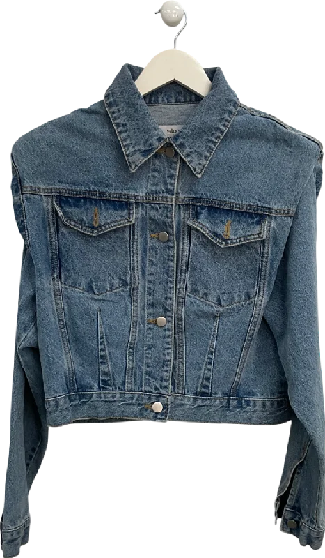 Women's Croatian Wool Sweatersstorets Blue Padded Shoulder Denim Jacket UK S/M