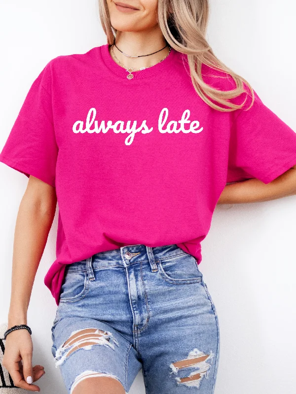 Women's Blouse with Narrow CollarAlways Late Pink Tee