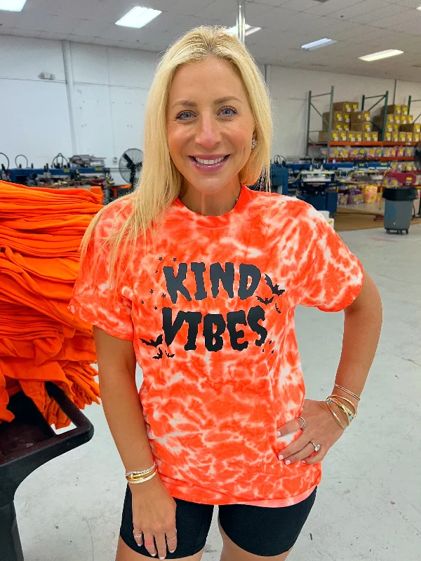 Women's Blouse with Shawl CollarKind Vibes Spooky Tie-Dye Tee