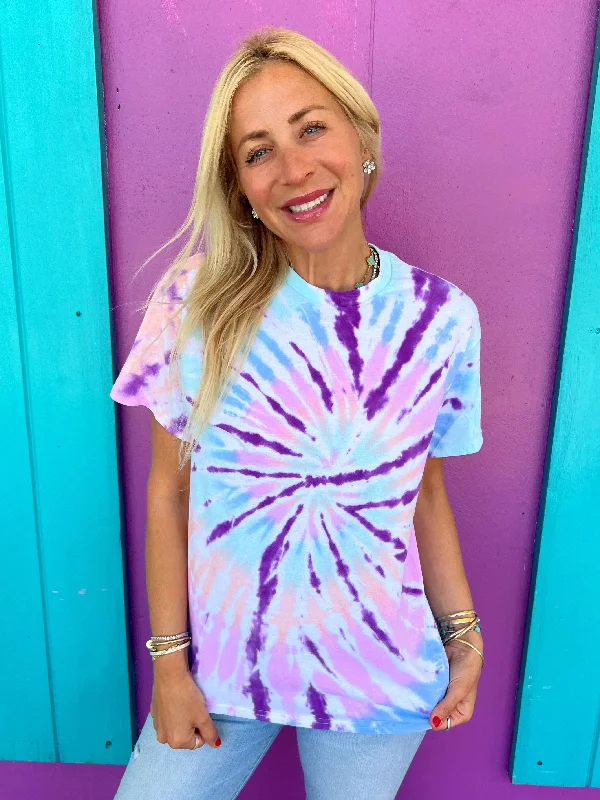 Women's Blouse with Narrow CollarSummer Skies Tie-Dye Tee