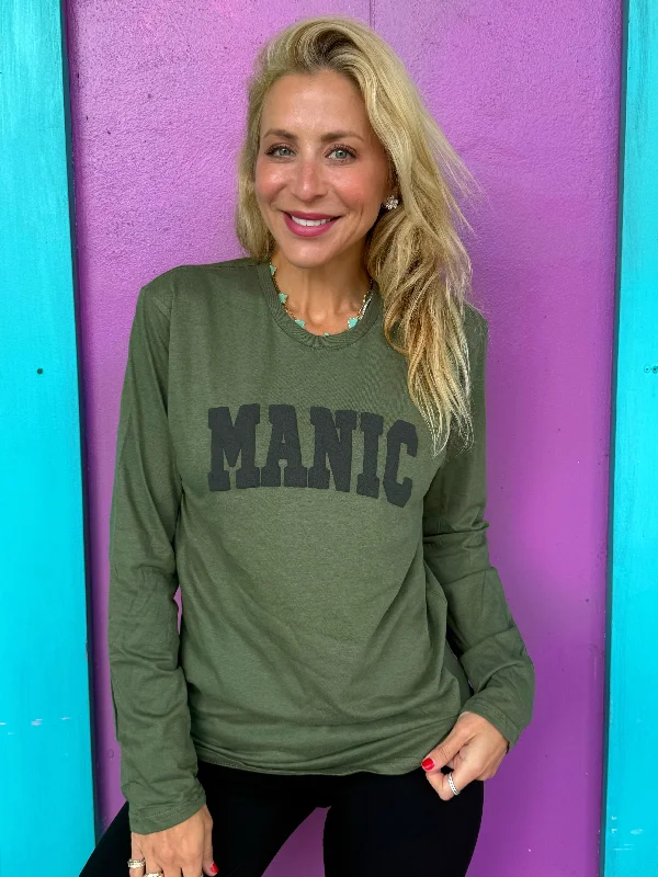 Women's Blouse with Bell SleevesManic Olive Long Sleeve Tee