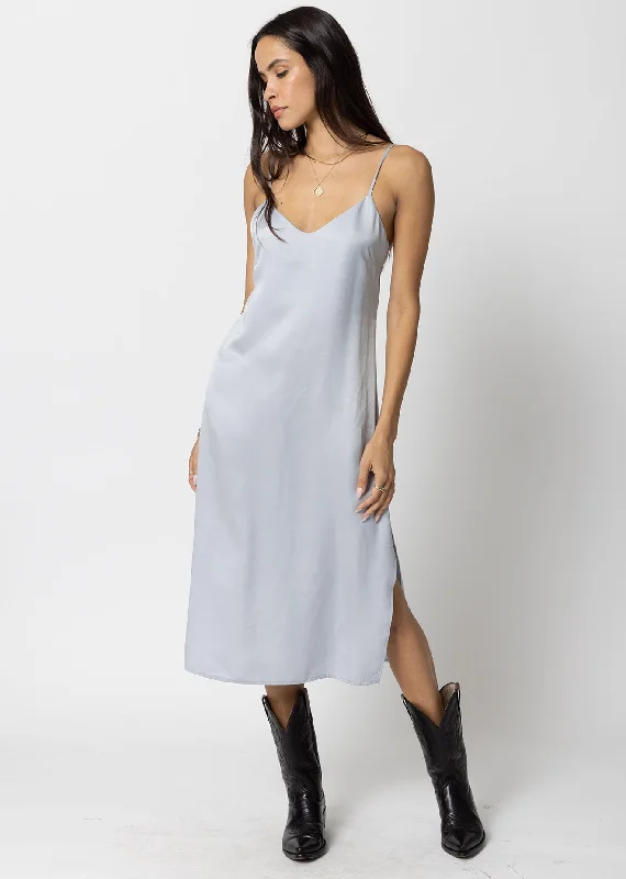 Women's Low-Neck DressesTHE CUPRO SILKY SLIP MIDI DRESS