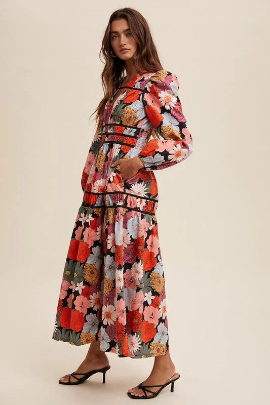 Women's High Collar DressesSofia Floral Maxi Dress