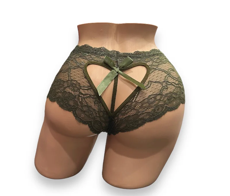 floral lace high-waisted panties for womenAll The Love Cheeky Boyshort -  Green