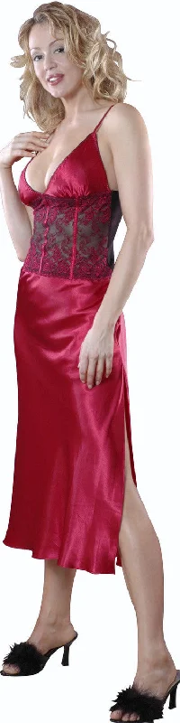 high-quality women's pajama setsWomen's Elegant Silky Nightgown With Embroidered Lace #6034