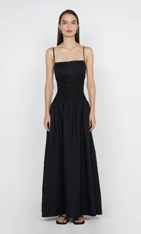 Women's Low Collar DressesLINA MAXI DRESS - BLACK