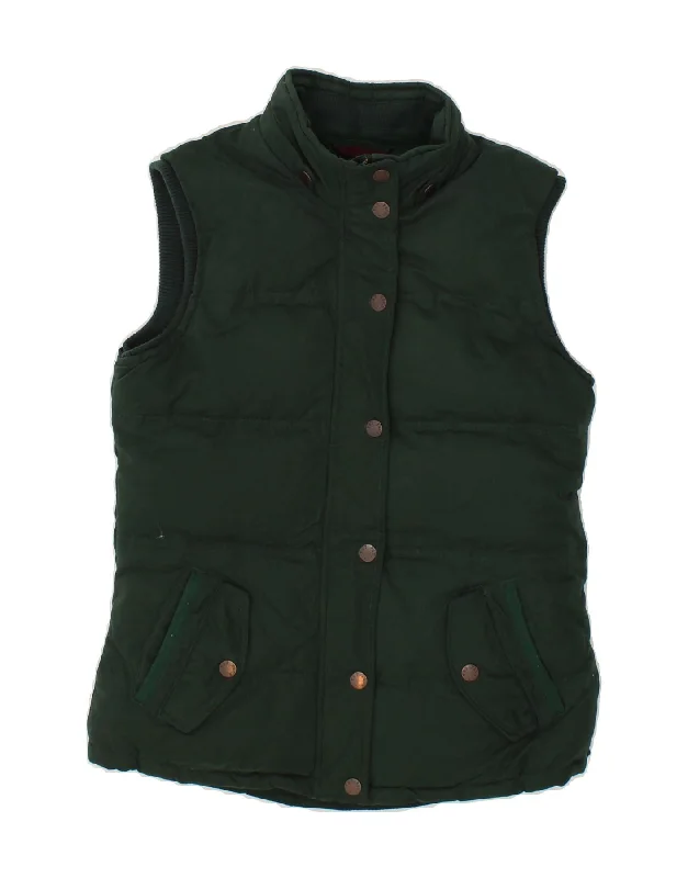 Women's Fur CoatsFAT FACE Womens Padded Gilet UK 10 Small Green Cotton