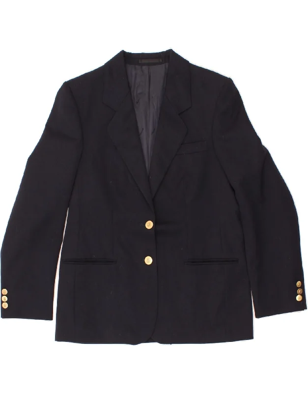 Women's Zip-Up CoatsAQUASCUTUM Womens 2 Button Blazer Jacket UK 12 Medium Navy Blue Viscose