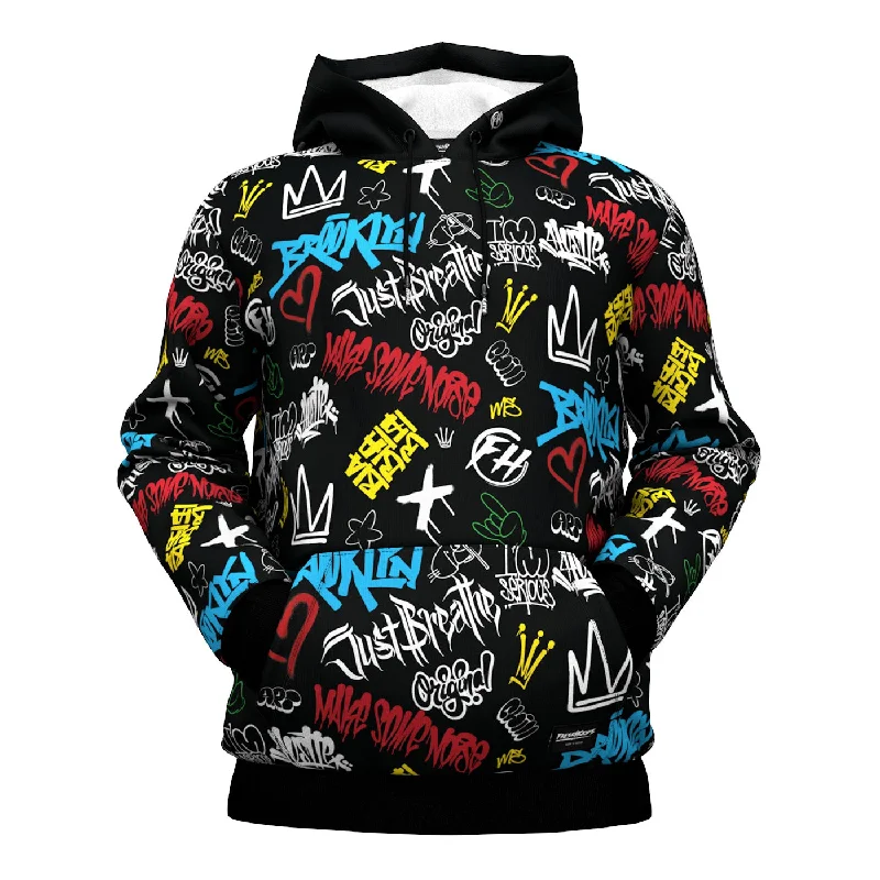 Women's Hooded Sweatshirts with Gradient LiningGraffiti Pattern Hoodie