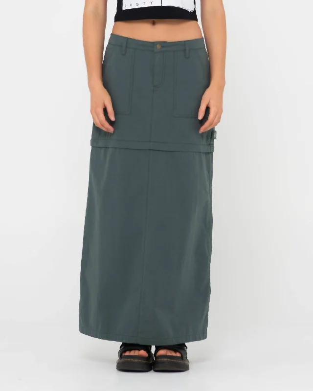 Women's Frayed Hem SkirtsBillie Low-Rise Ripstop Zip Off Skirt In Army Green