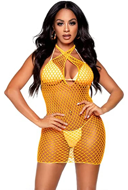 women's pajamas made in USAWoven Net Twist Halter Mini Dress