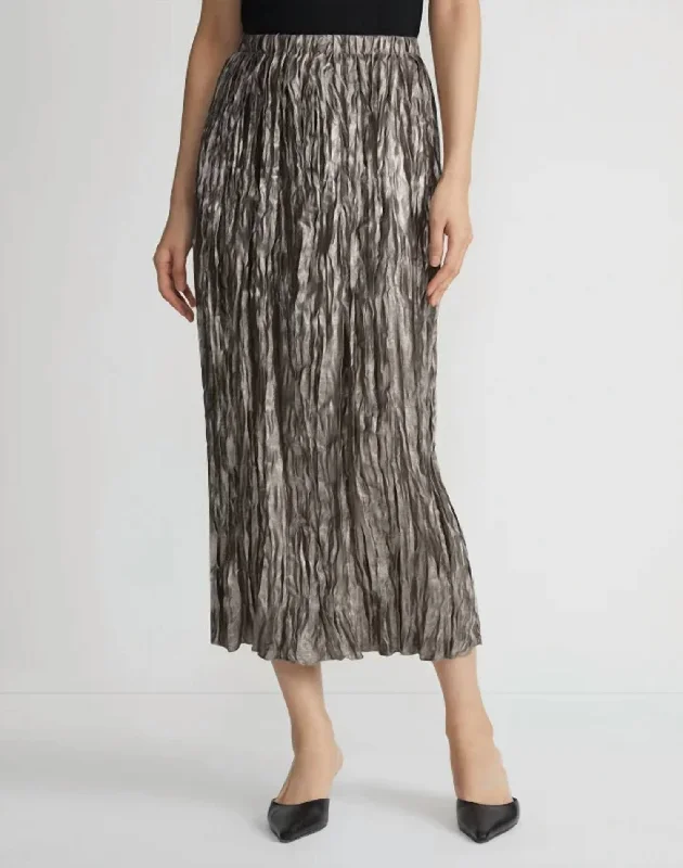 Women's Polka Dot SkirtsMetallic Plissé Midi Skirt In Pewter Metallic