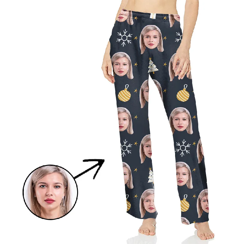 women's pajamas for those who love comfortCustom Photo Pajamas Pants For Women Snowflake And Lights