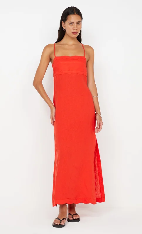 Women's Collarless DressesTALLULAH MAXI DRESS - FIRE RED