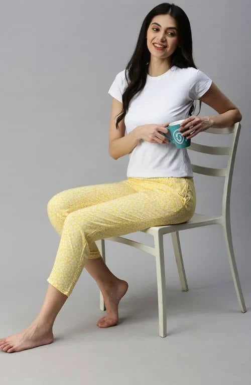 women's pajamas in soft, breathable materialsThe Yellow Floral Women PJ Pant