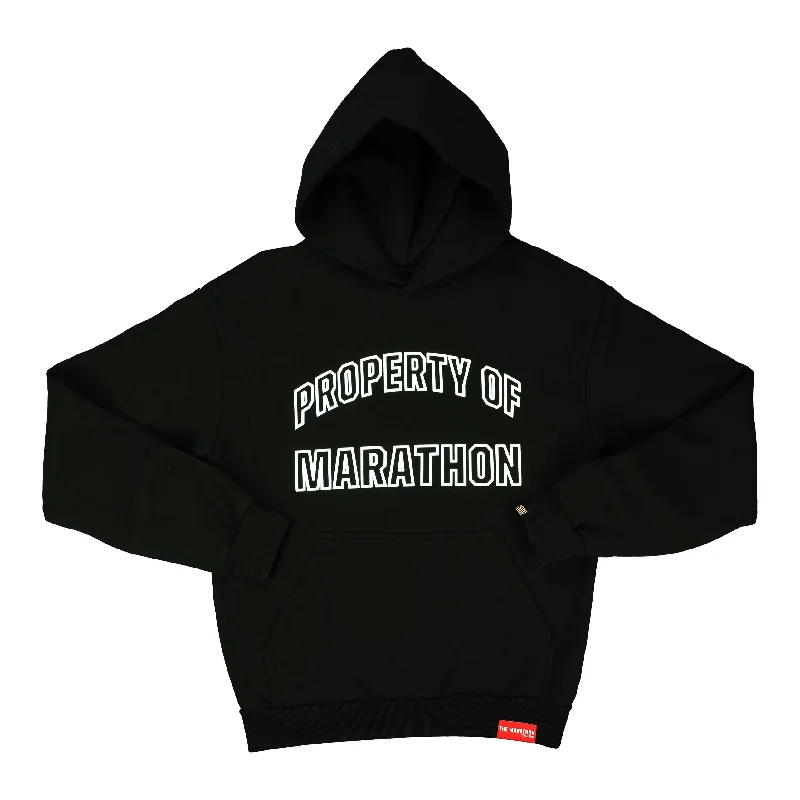 Women's Hooded Sweatshirts with Silk LiningProperty of Marathon Hoodie - Black/White