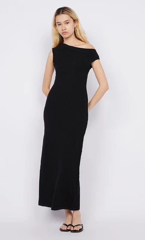 Women's Cap-Sleeve DressesMARTHA ASYM MAXI DRESS - BLACK