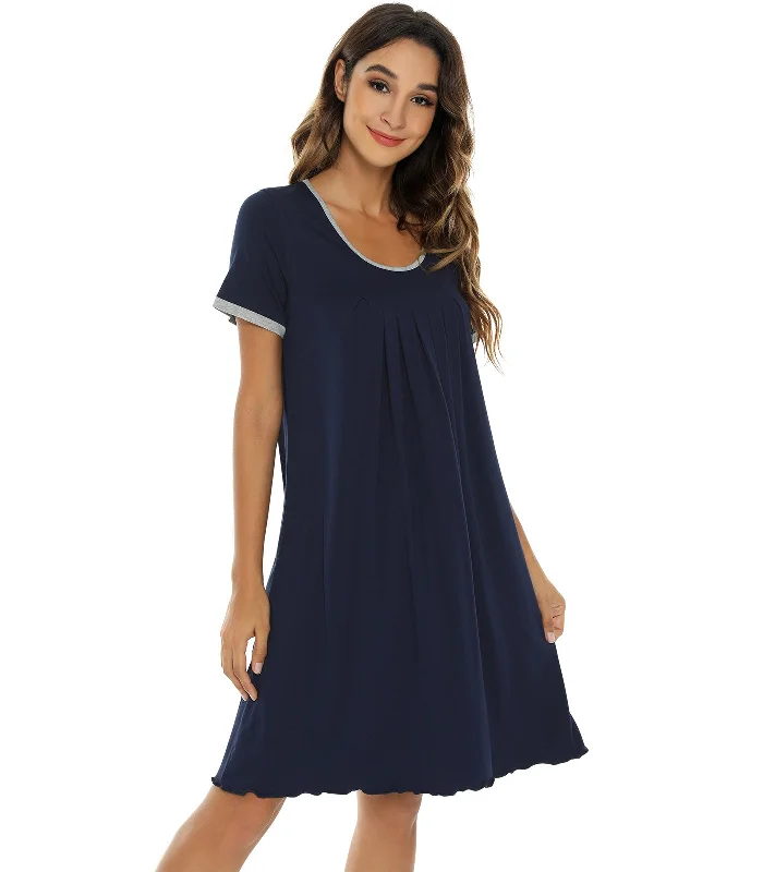 women's pajamas for those who cherish their bedtime routinesWiWi Bamboo Short Sleeve Pleated Nightgowns for Women