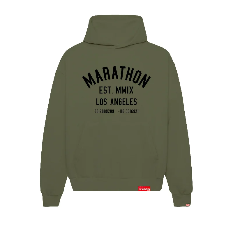 Women's Hooded Sweatshirts with Flannel LiningMarathon Classic Hoodie - Olive/Black