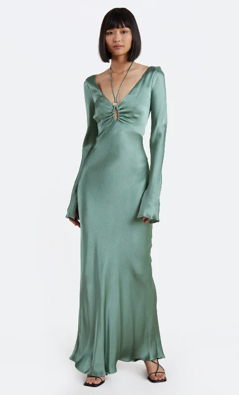 Women's Wrap DressesMALYKA L/S MAXI DRESS - MOSS GREEN