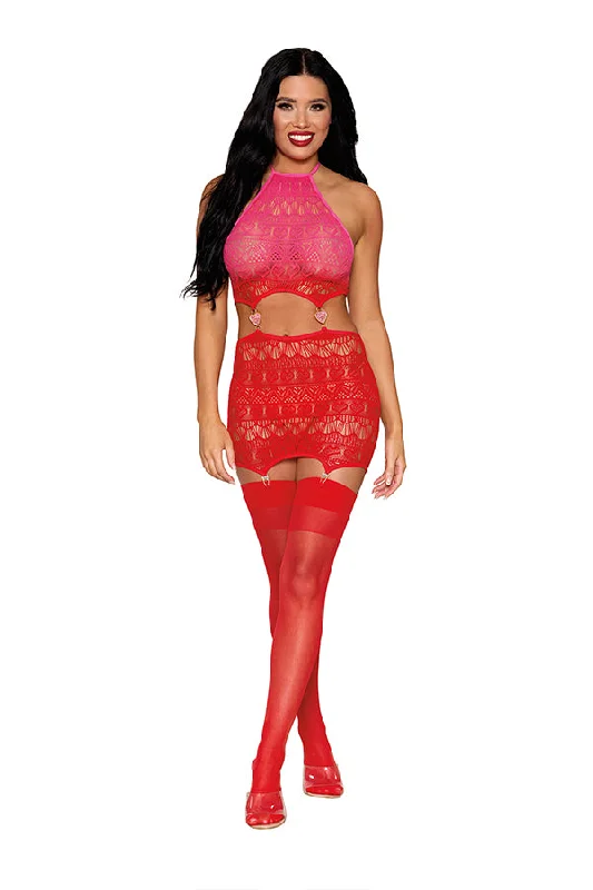 women's pajamas with a stylish cutHeart patterned seamless garter slip