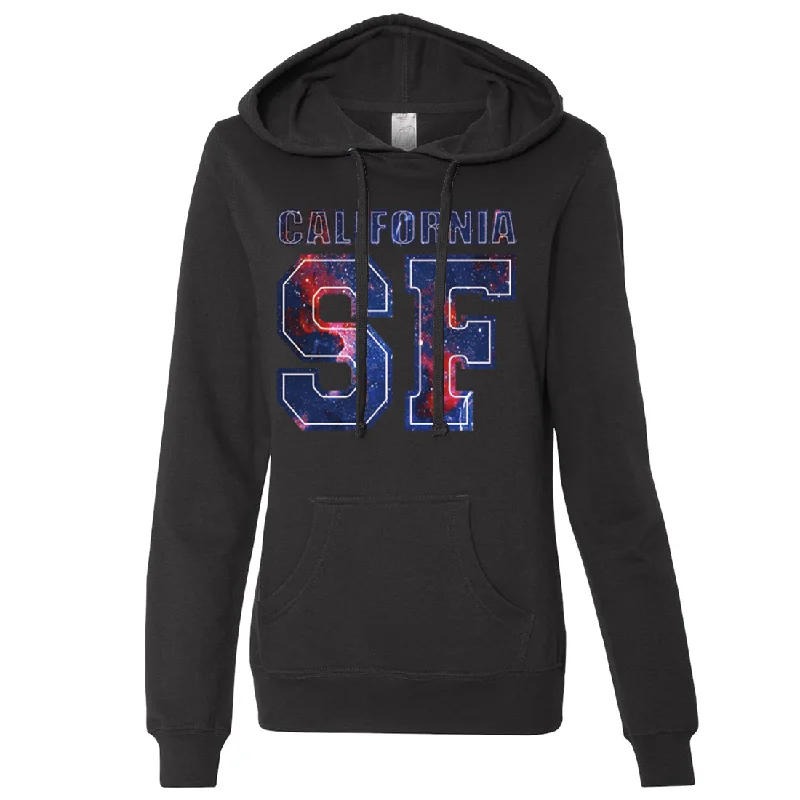 Women's Hooded Sweatshirts with Tight WaistCalifornia SF Nebula Ladies Lightweight Fitted Hoodie