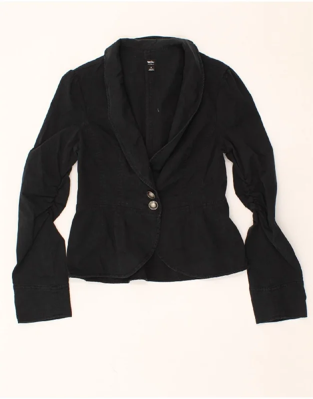 Women's Coats with Fur Trimmed SleevesMOSSIMO Womens 2 Button Blazer Jacket UK 10 Small Black Cotton