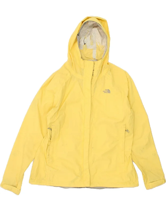 Women's Coats with PocketsTHE NORTH FACE Womens Hooded Rain Jacket UK 18 XL Yellow Nylon