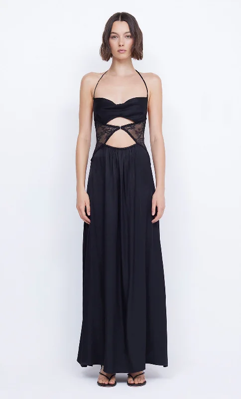 Women's Cap-Sleeve DressesSANTAL HALTER MAXI DRESS - BLACK