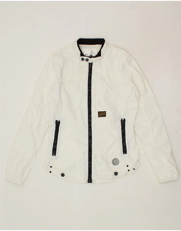 Women's Coats with Fur Trimmed ButtonsG-STAR Womens Rain Jacket UK 10 Small White Polyamide