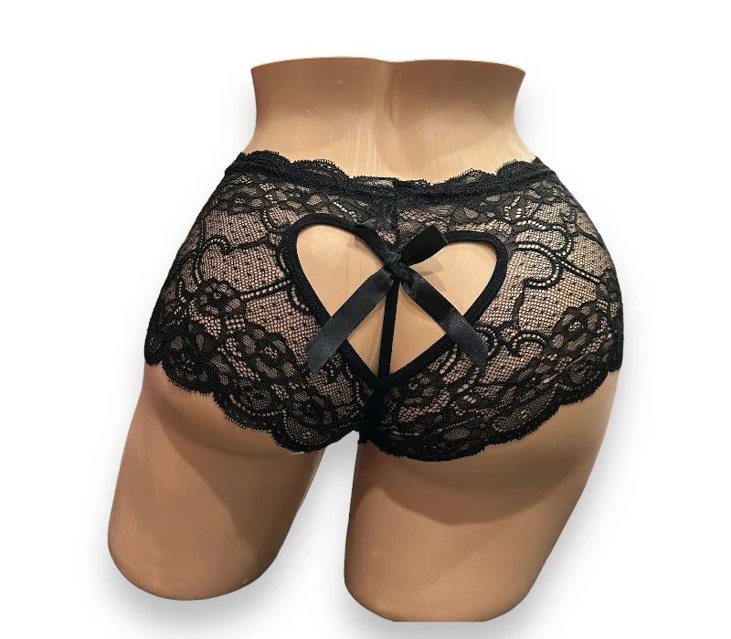 lightweight silk panties with a floral lace trimAll The Love Cheeky Boyshort -  Black