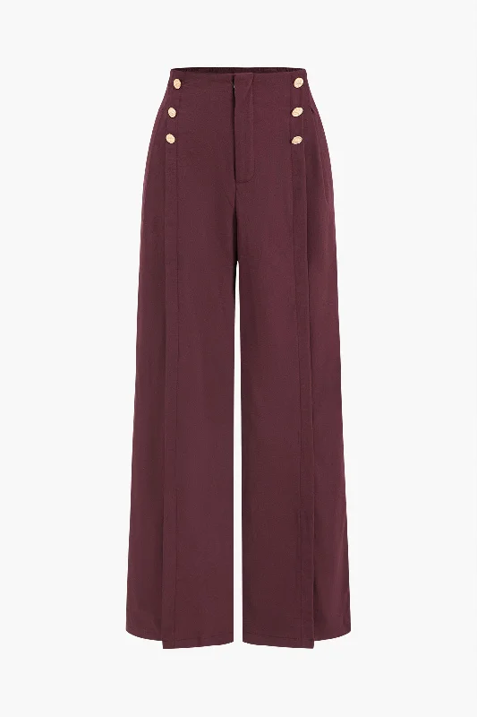 Women's Jodhpurs with Keyhole NeckButton Detail Wide-Leg Pants