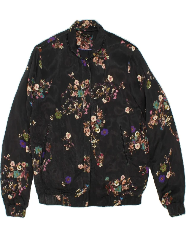 Women's PeacoatsMASSIMO DUTTI Womens Bomber Jacket UK 6 XS Black Floral