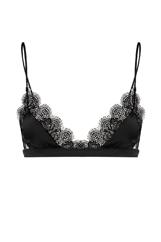 lace-trimmed convertible bra for special eventsKimberley Kadın Siyah Dantel Üçgen Sütyen