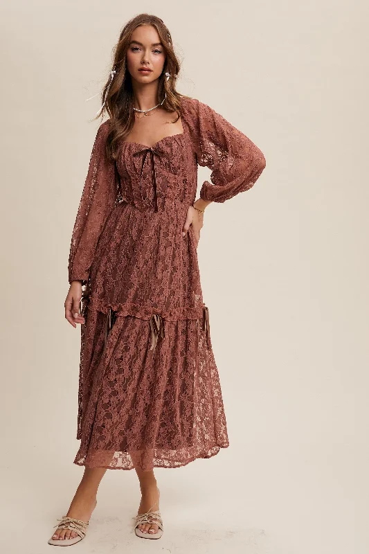 Women's Shawl Collar DressesOslo Lace Maxi Dress