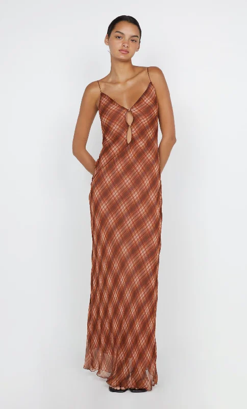 Women's Collarless DressesDEVI MAXI DRESS - DESERT CHECK