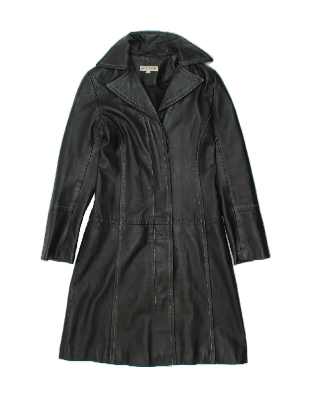 Women's Coats with ZipperVINTAGE Womens Leather Coat UK 10 Small Black Leather